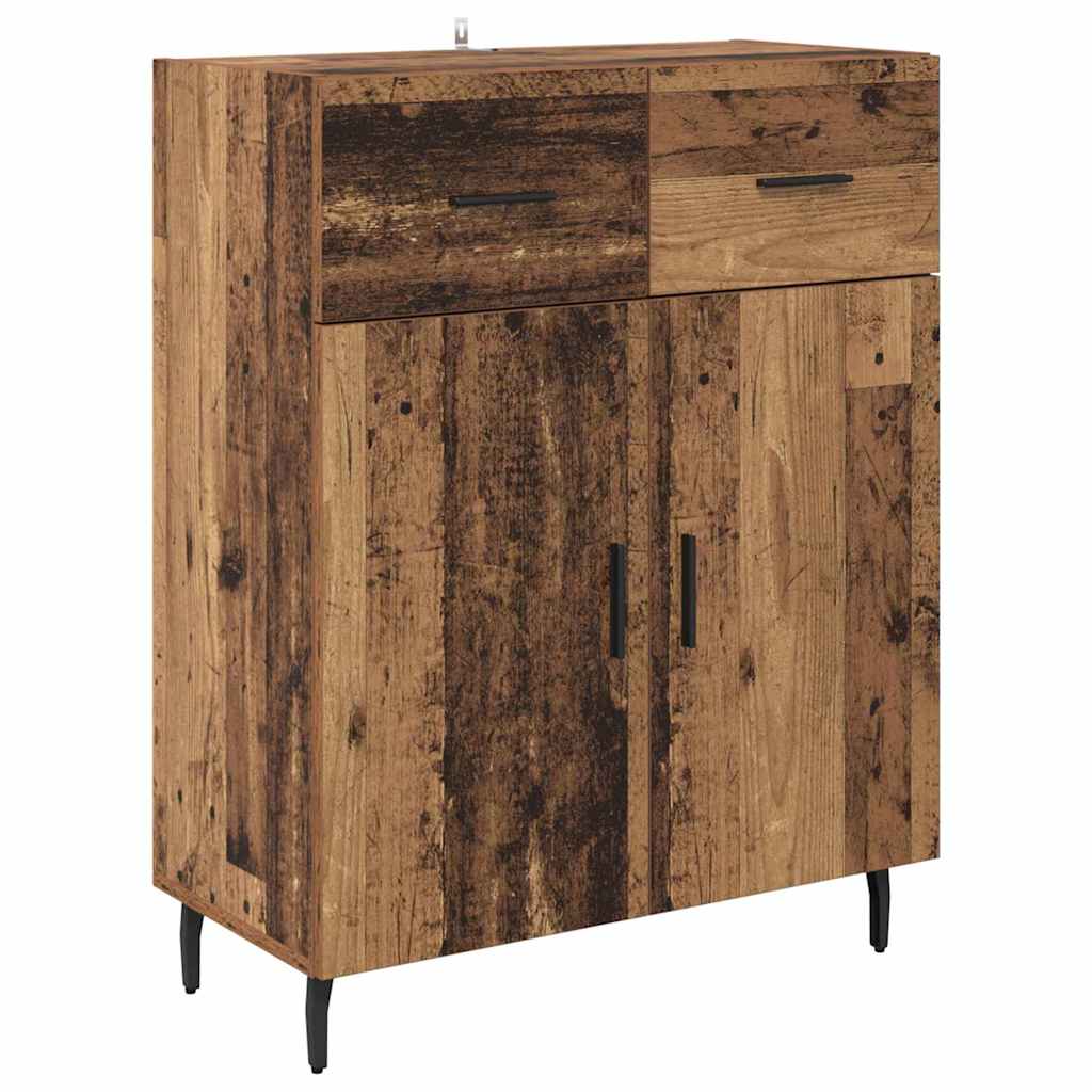 Highboard med skuffe 2 pcs Gammelt træ Ingeniørtræ og glas