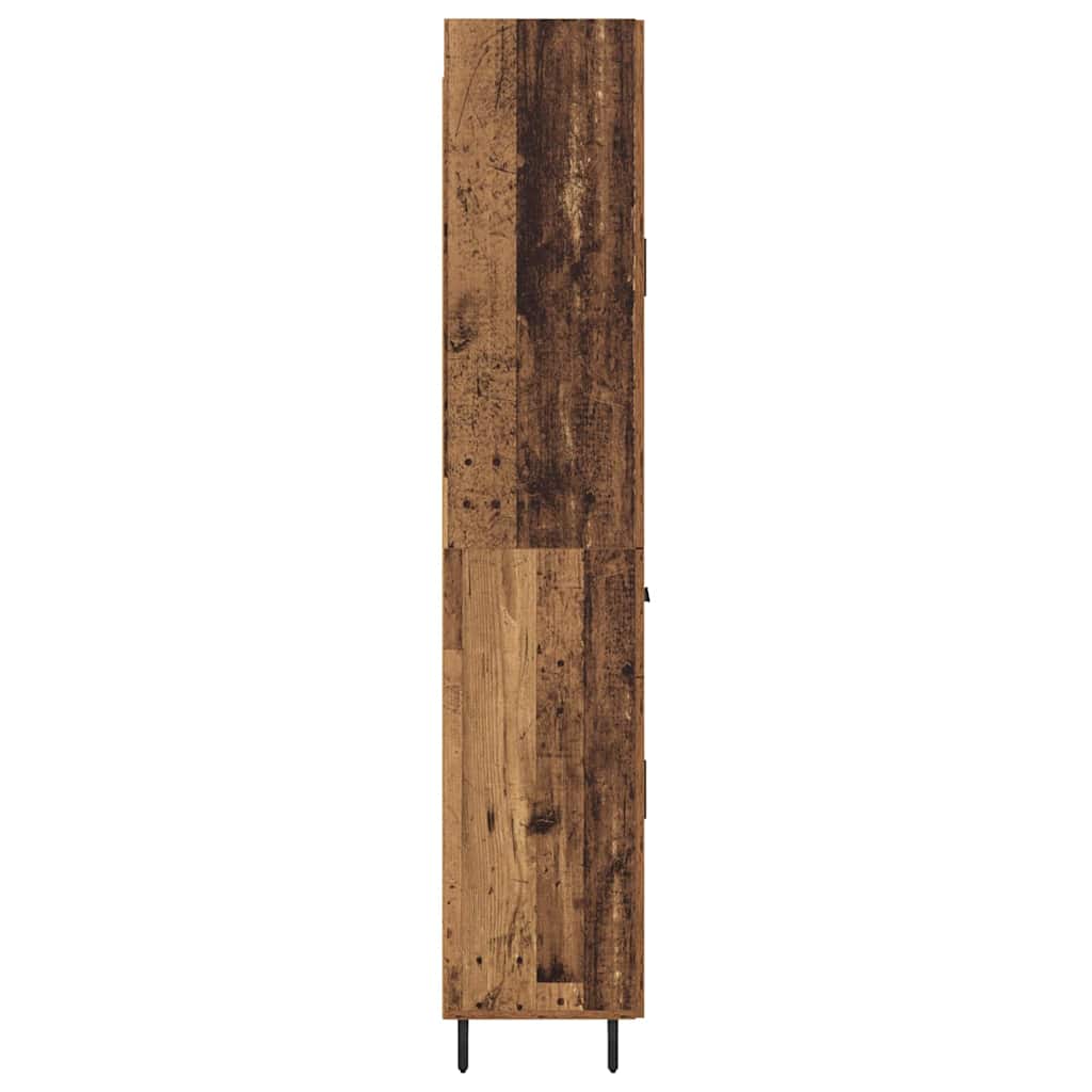 Highboard med skuffe 2 pcs Gammelt træ Ingeniørtræ og glas