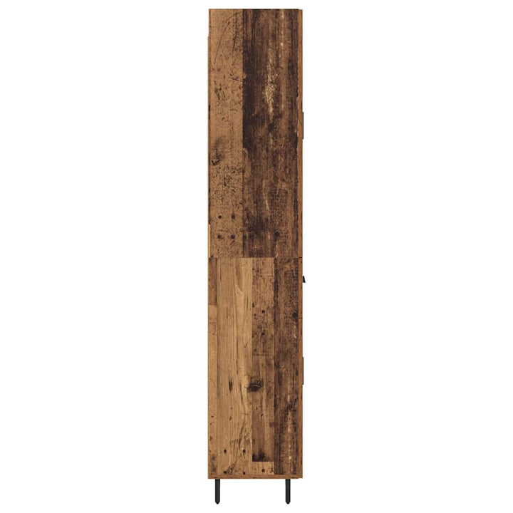 Highboard med skuffe 2 pcs Gammelt træ Ingeniørtræ og glas