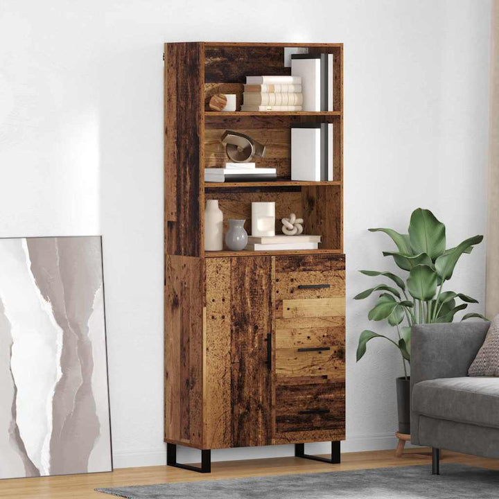 Highboard 2 stk. Gammelt træ 69,5 x 34 x 180 cm