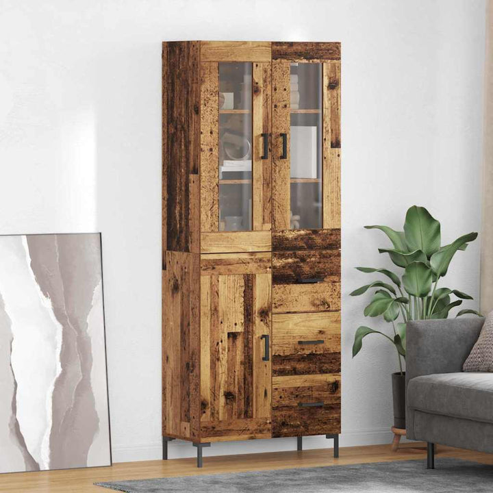 Highboard 2 stk. Gammelt træ 69,5 x 34 x 180 cm Konstrueret træ