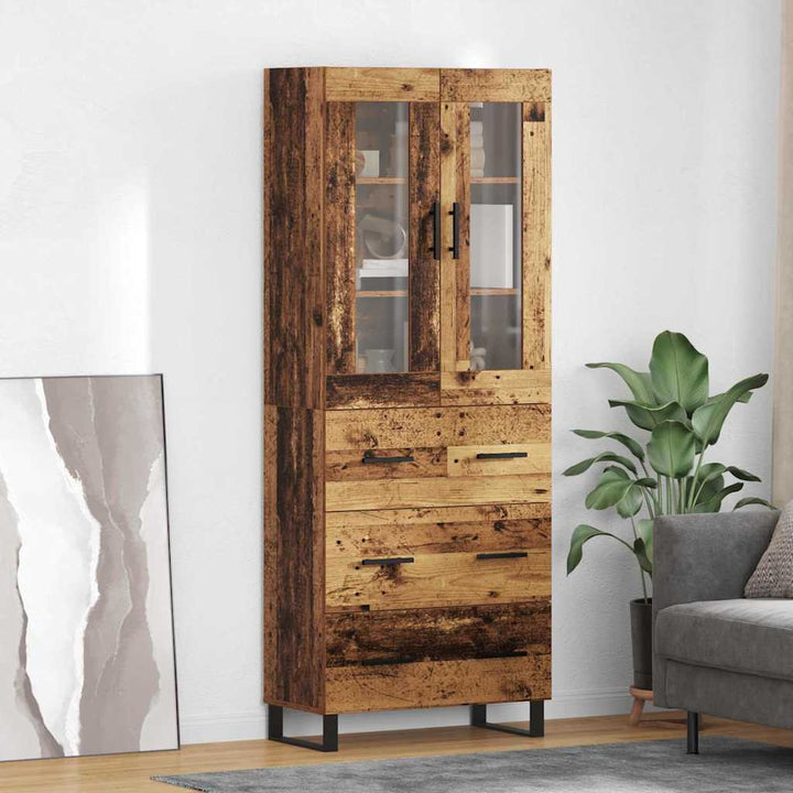 Highboard 2 stk. Gammelt træ 69,5 x 34 x 180 cm Konstrueret træ