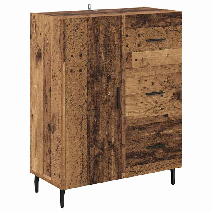Highboard med skuffe 2 pcs Gammelt træ Ingeniørtræ og glas