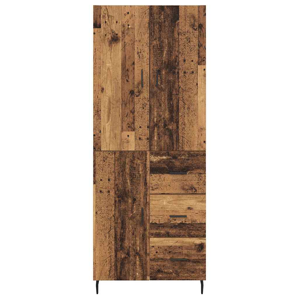 Highboard med skuffe 2 pcs Gammelt træ Ingeniørtræ og glas