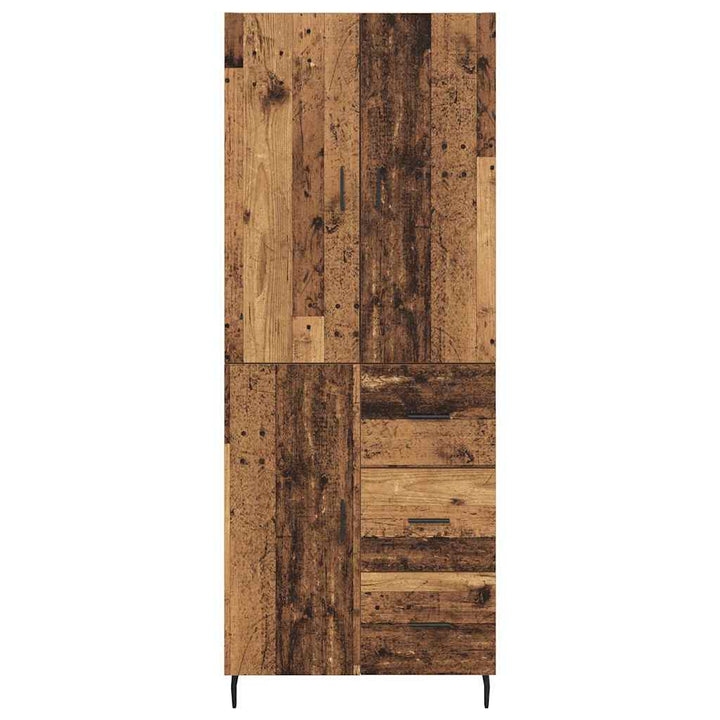 Highboard med skuffe 2 pcs Gammelt træ Ingeniørtræ og glas