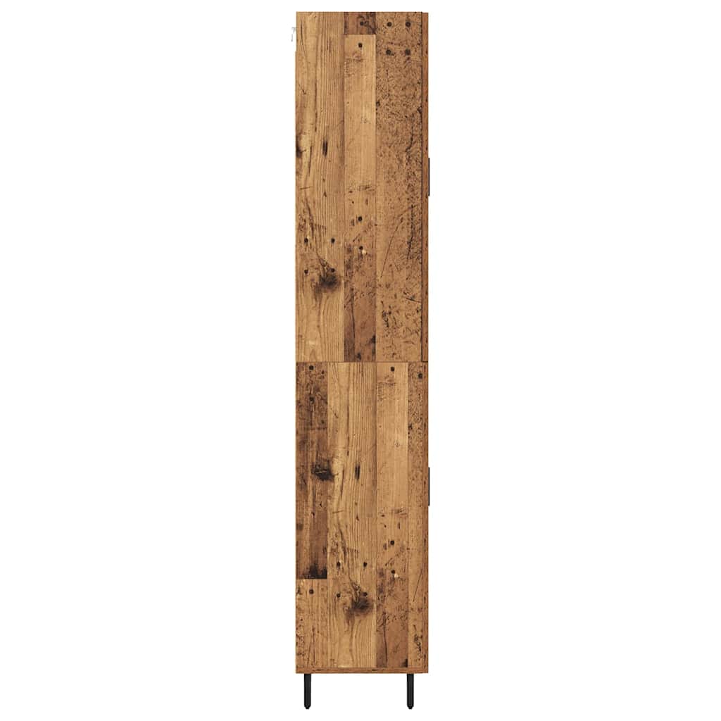 Highboard med skuffe 2 pcs Gammelt træ Ingeniørtræ og glas