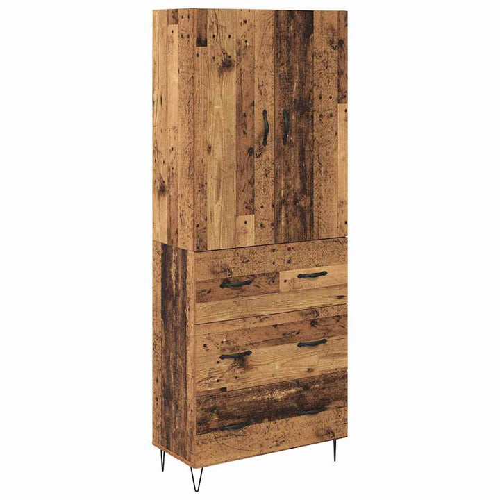 Highboard med skuffe 2 pcs Gammelt træ Konstrueret træ