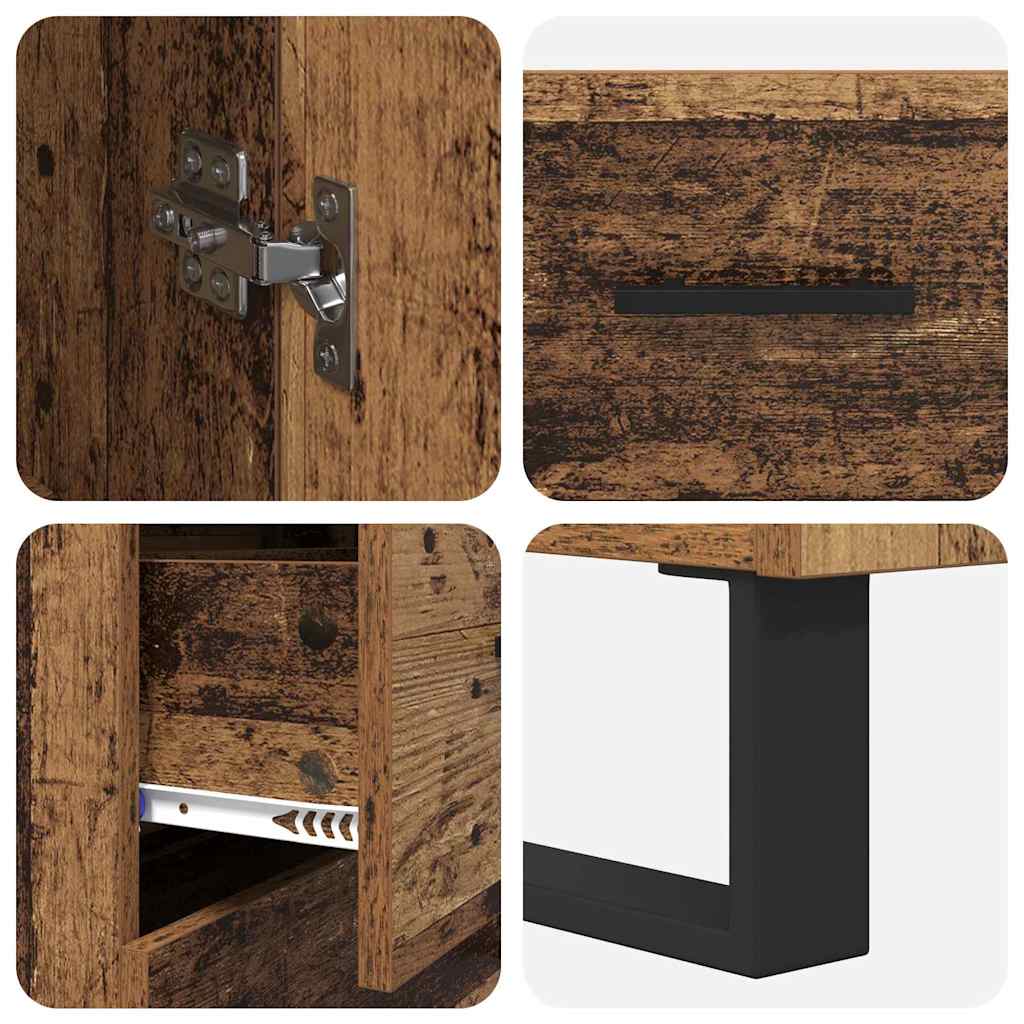 Highboard med skuffe 2 pcs Gammelt træ 69,5 x 34 x 180 cm