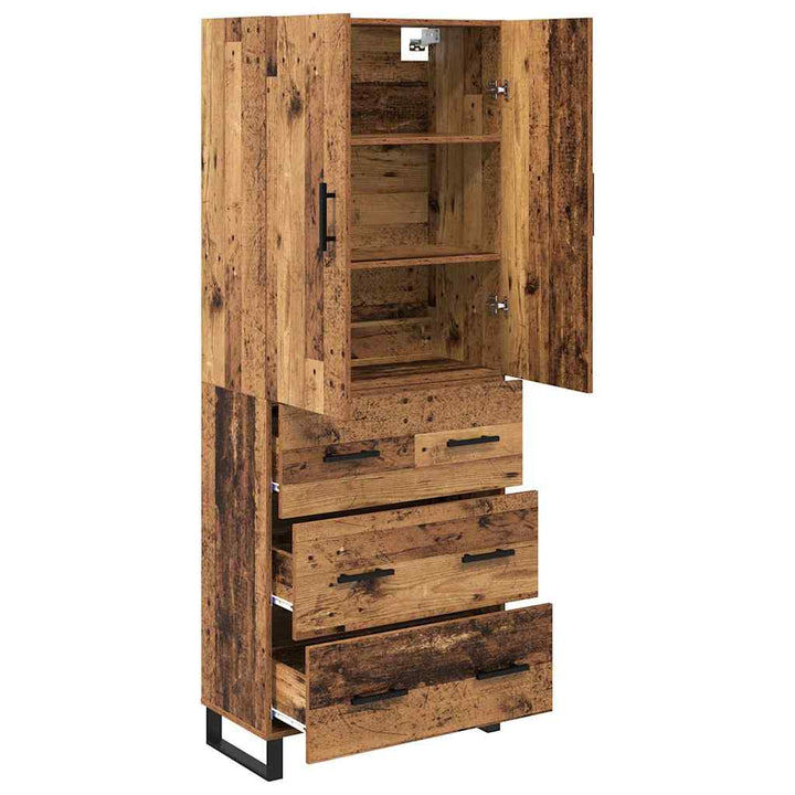 Highboard med skuffe 2 pcs Gammelt træ 69,5 x 34 x 180 cm