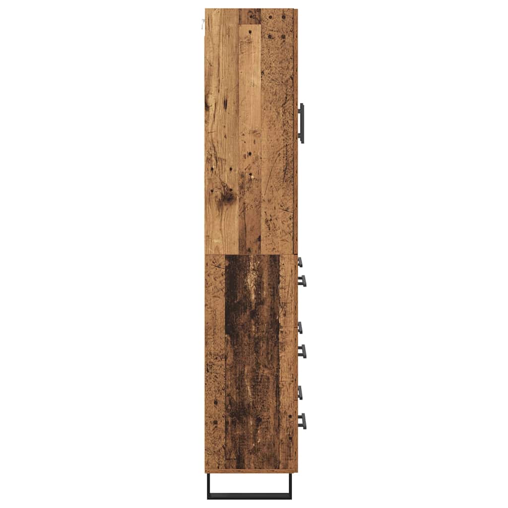 Highboard med skuffe 2 pcs Gammelt træ 69,5 x 34 x 180 cm