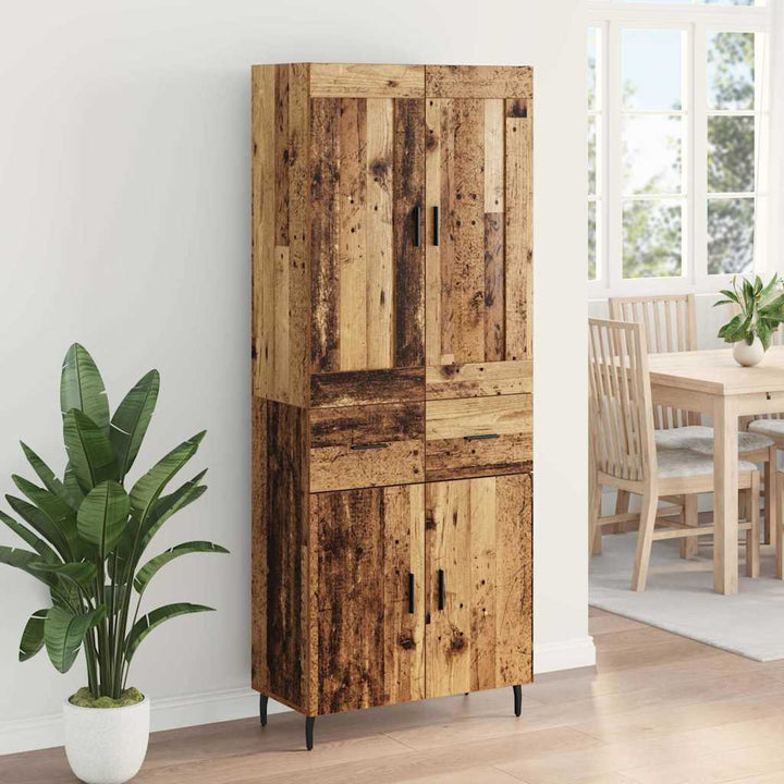 Highboard med skuffe 2 pcs Gammelt træ Konstrueret træ
