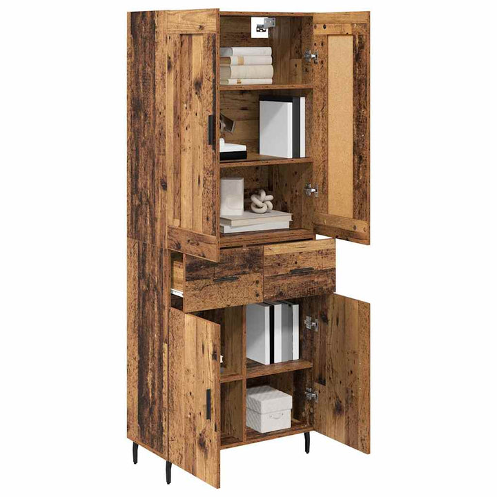 Highboard med skuffe 2 pcs Gammelt træ Konstrueret træ