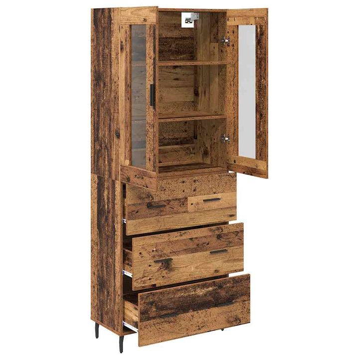 Highboard 2 stk. Gammelt træ 69,5 x 34 x 180 cm Konstrueret træ