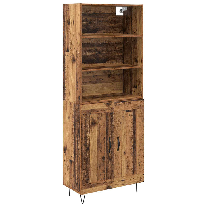 Highboard 2 pcs Gammelt træ Konstrueret træ