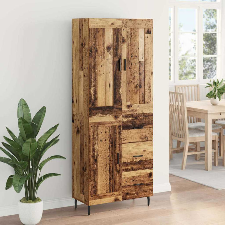 Highboard med skuffe 2 pcs Gammelt træ Konstrueret træ
