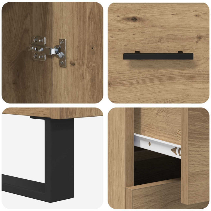 Highboard Artisan Egetræ 69,5 x 34 x 180 cm Konstrueret træ