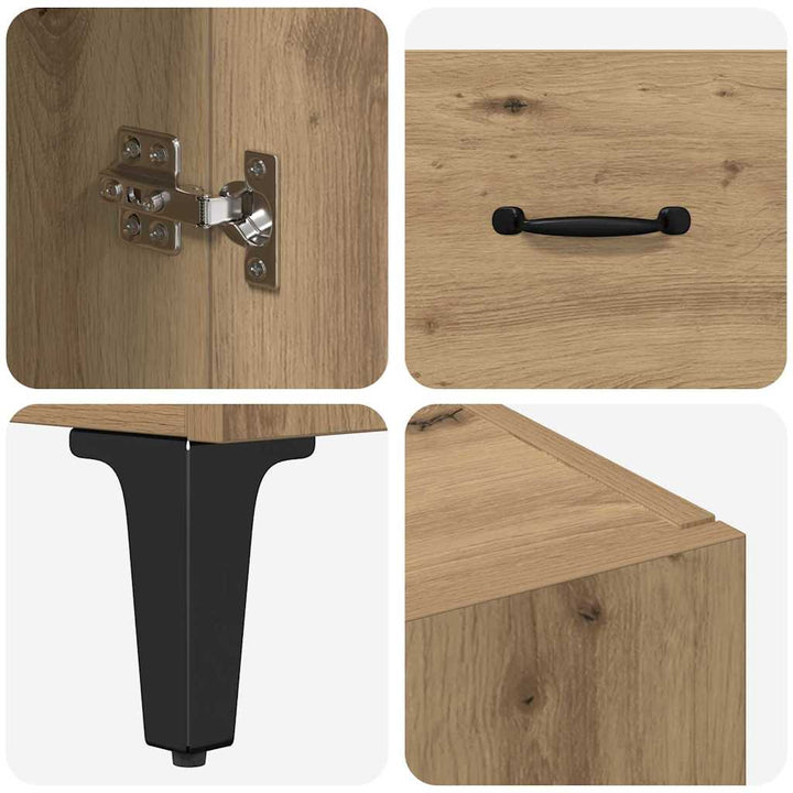 Highboard Artisan Egetræ 69,5 x 34 x 180 cm Konstrueret træ
