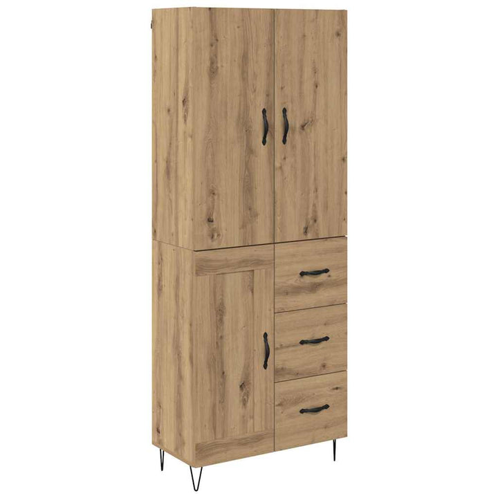 Highboard 2 pcs Artisan Egetræ Konstrueret træ og glas