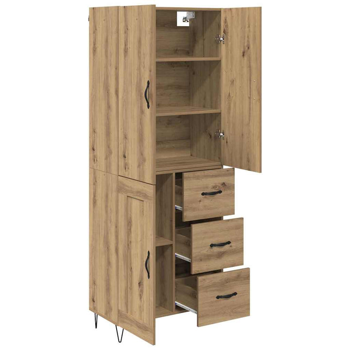 Highboard 2 pcs Artisan Egetræ Konstrueret træ og glas