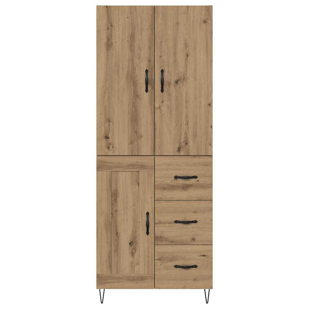 Highboard 2 pcs Artisan Egetræ Konstrueret træ og glas
