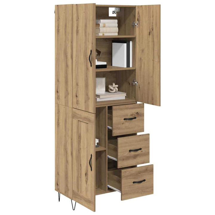 Highboard 2 pcs Artisan Egetræ Konstrueret træ og glas