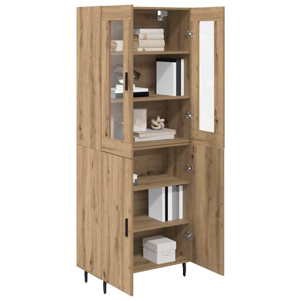 Highboard 2 pcs Artisan Egetræ Ingeniørtræ og glas