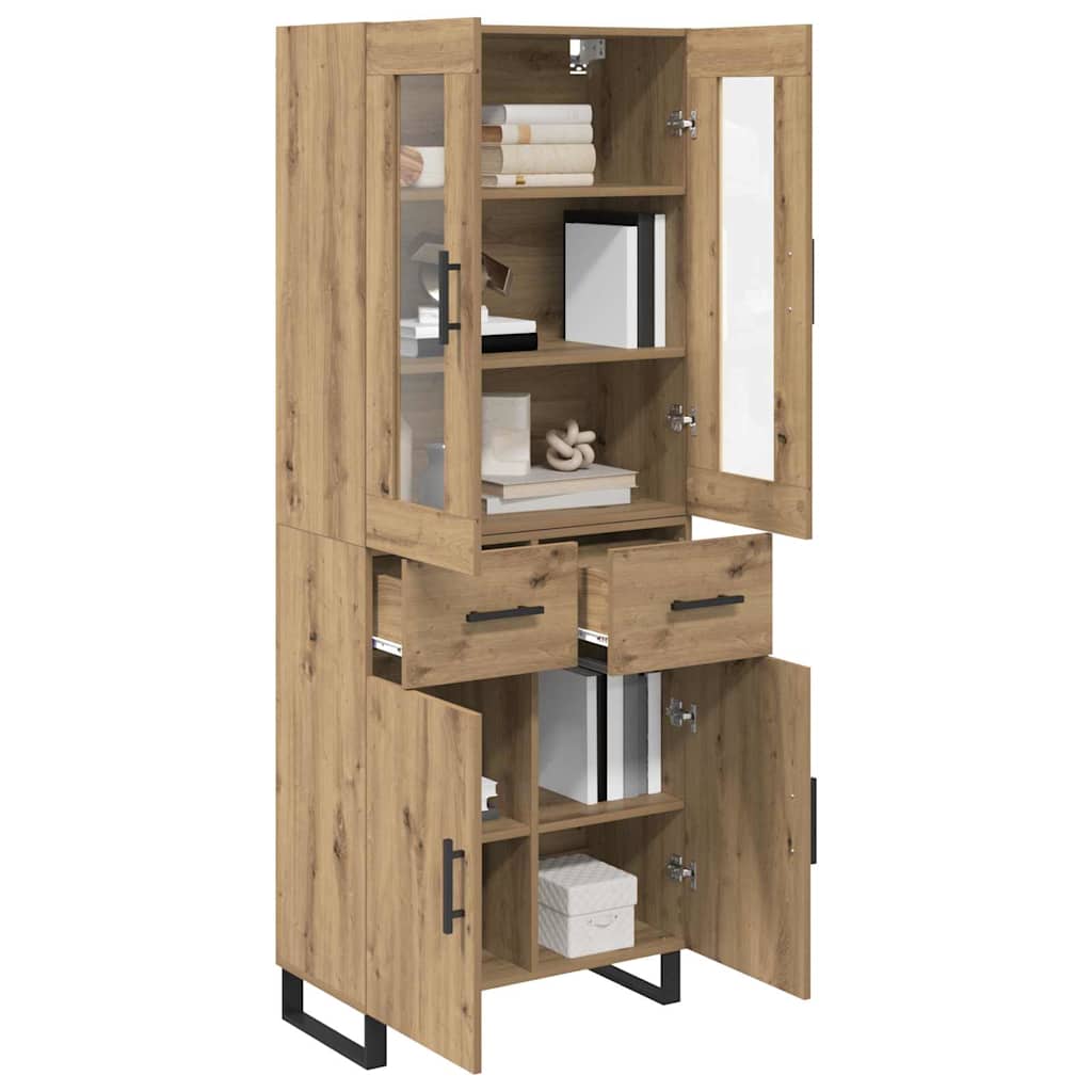 Highboard med skuffe 2 pcs Artisan Egetræ Ingeniørtræ og glas