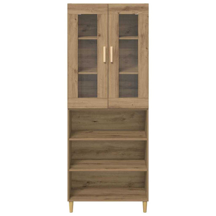 Highboard Artisan Egetræ 69,5 x 34 x 180 cm Ingeniørtræ og glas