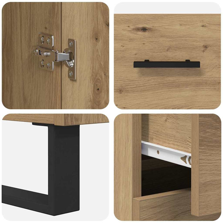 Highboard med skuffe 2 pcs Artisan Egetræ 69,5 x 34 x 180 cm