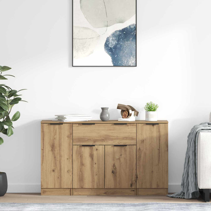 Sideboard med skuffe 3 pcs Artisan Egetræ Konstrueret træ