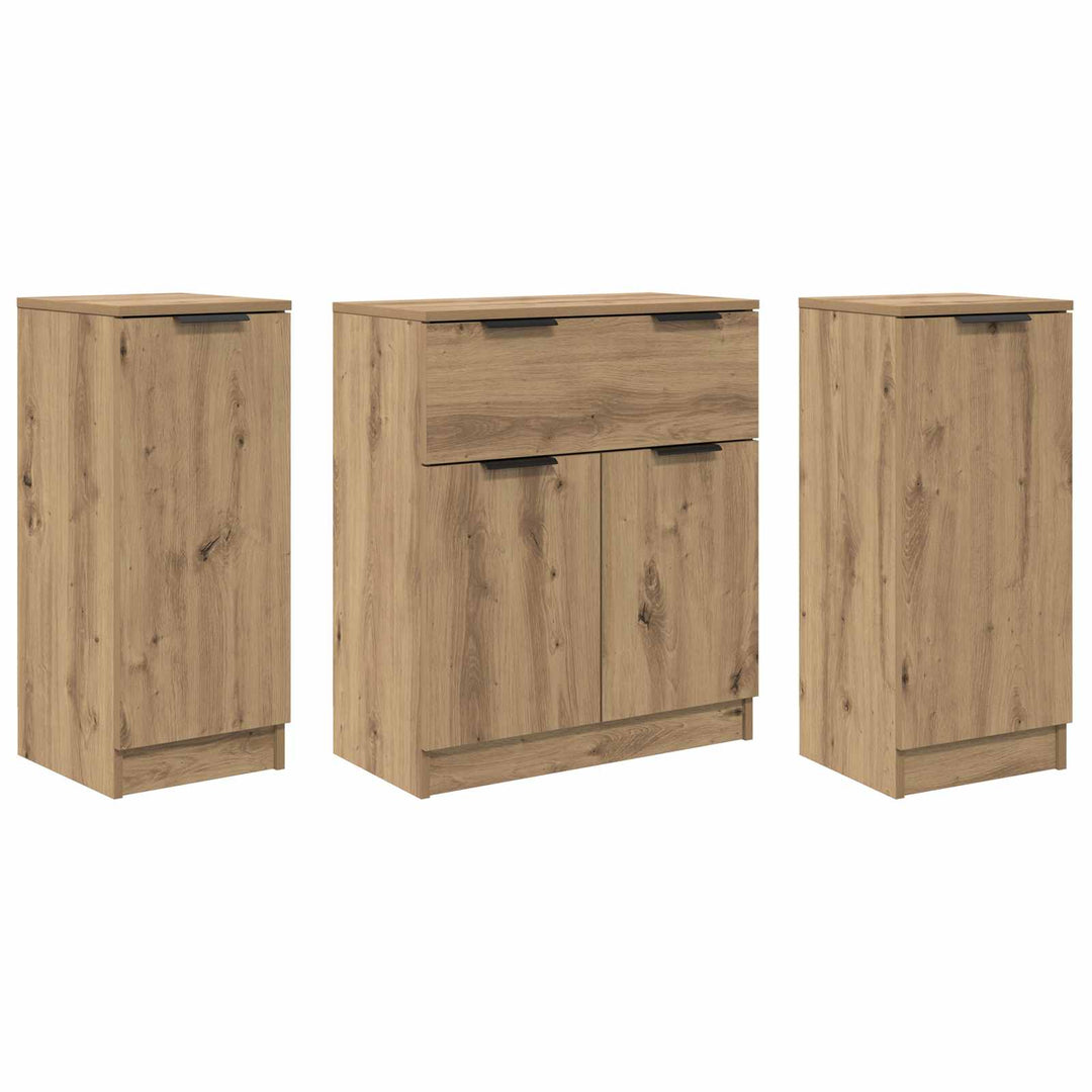 Sideboard med skuffe 3 pcs Artisan Egetræ Konstrueret træ