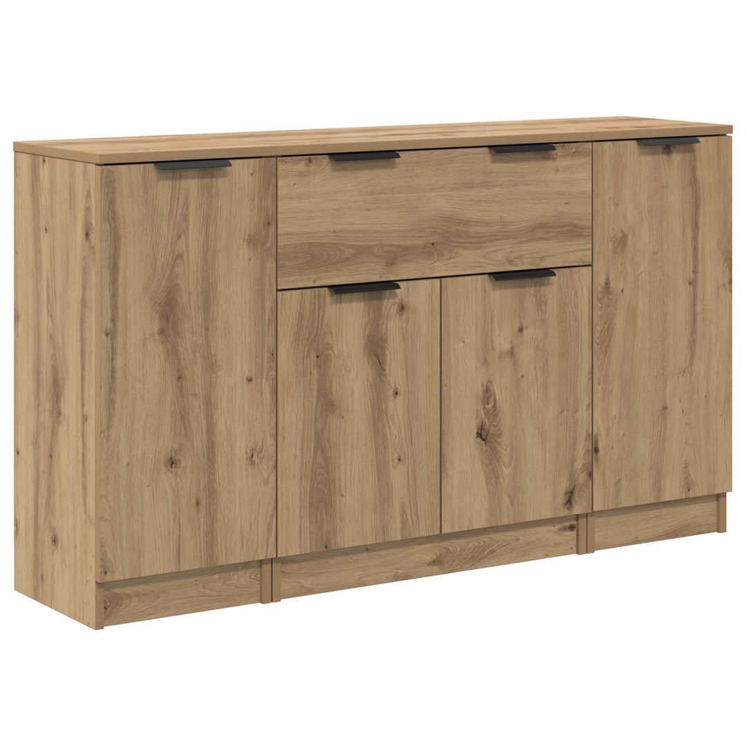 Sideboard med skuffe 3 pcs Artisan Egetræ Konstrueret træ