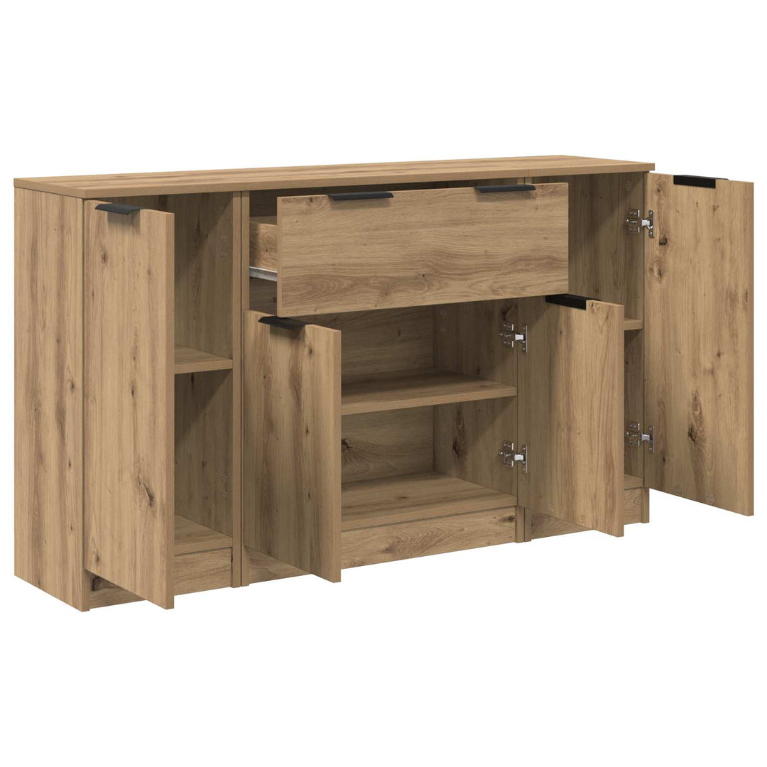 Sideboard med skuffe 3 pcs Artisan Egetræ Konstrueret træ