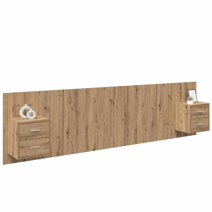 Hovedgærde Med Skab 3 pcs Artisan Egetræ Konstrueret træ
