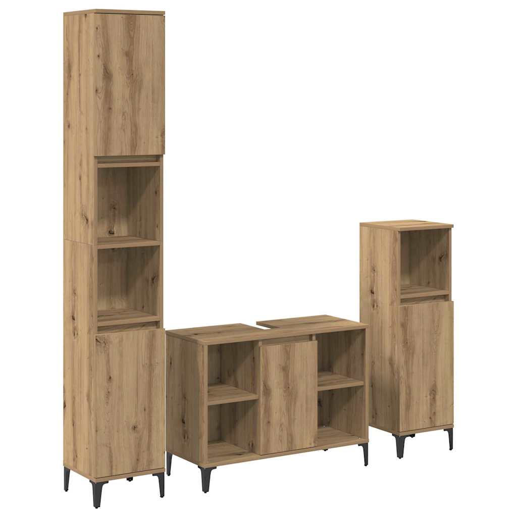 Badeværelsesmøbel sæt 3 stk. Artisan Egetræ Konstrueret træ