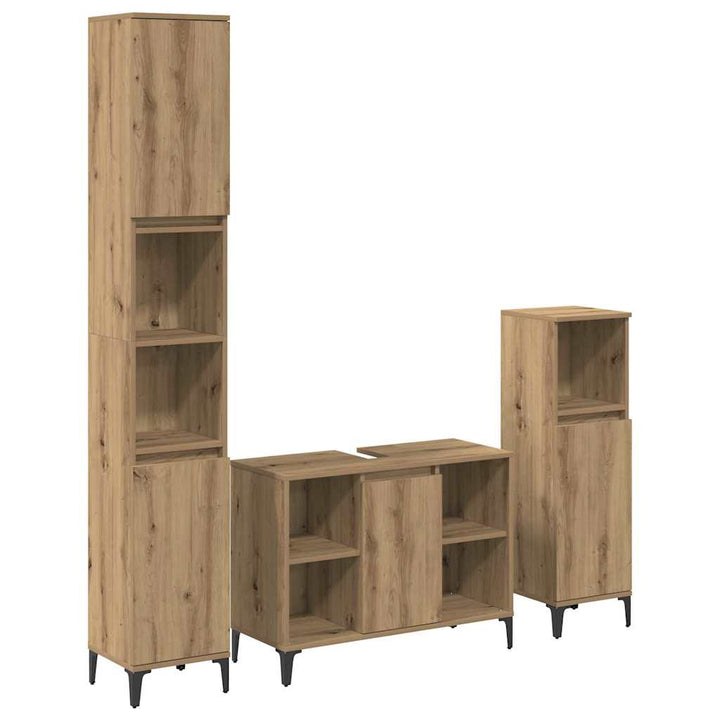 Badeværelsesmøbel sæt 3 stk. Artisan Egetræ Konstrueret træ