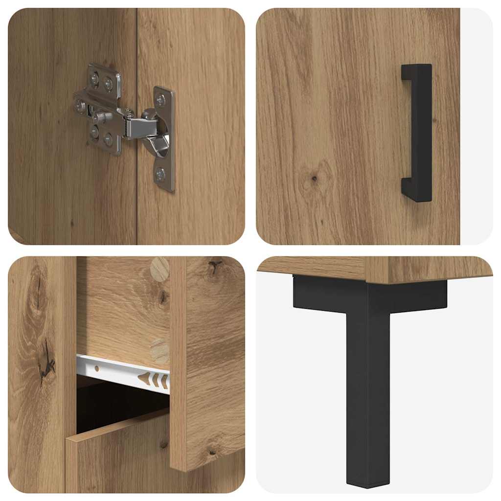 Highboard med skuffe 2 pcs Artisan Egetræ Konstrueret træ