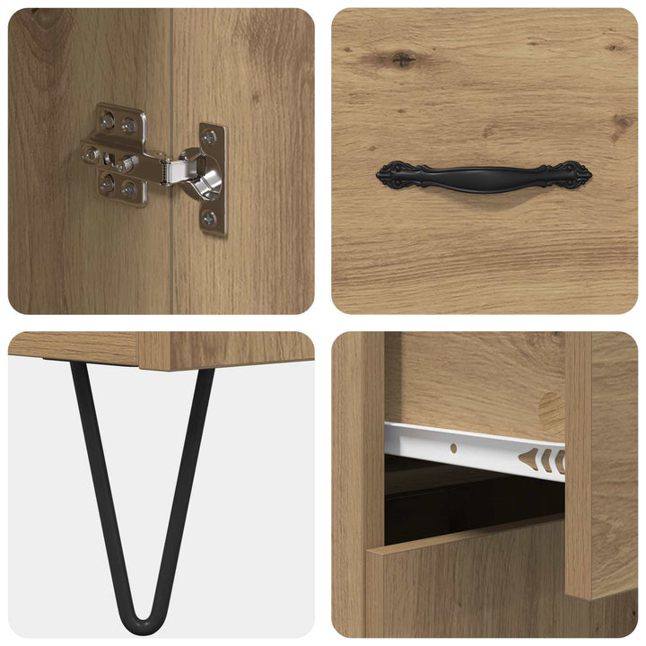 Highboard 2 pcs Artisan Egetræ Konstrueret træ og glas