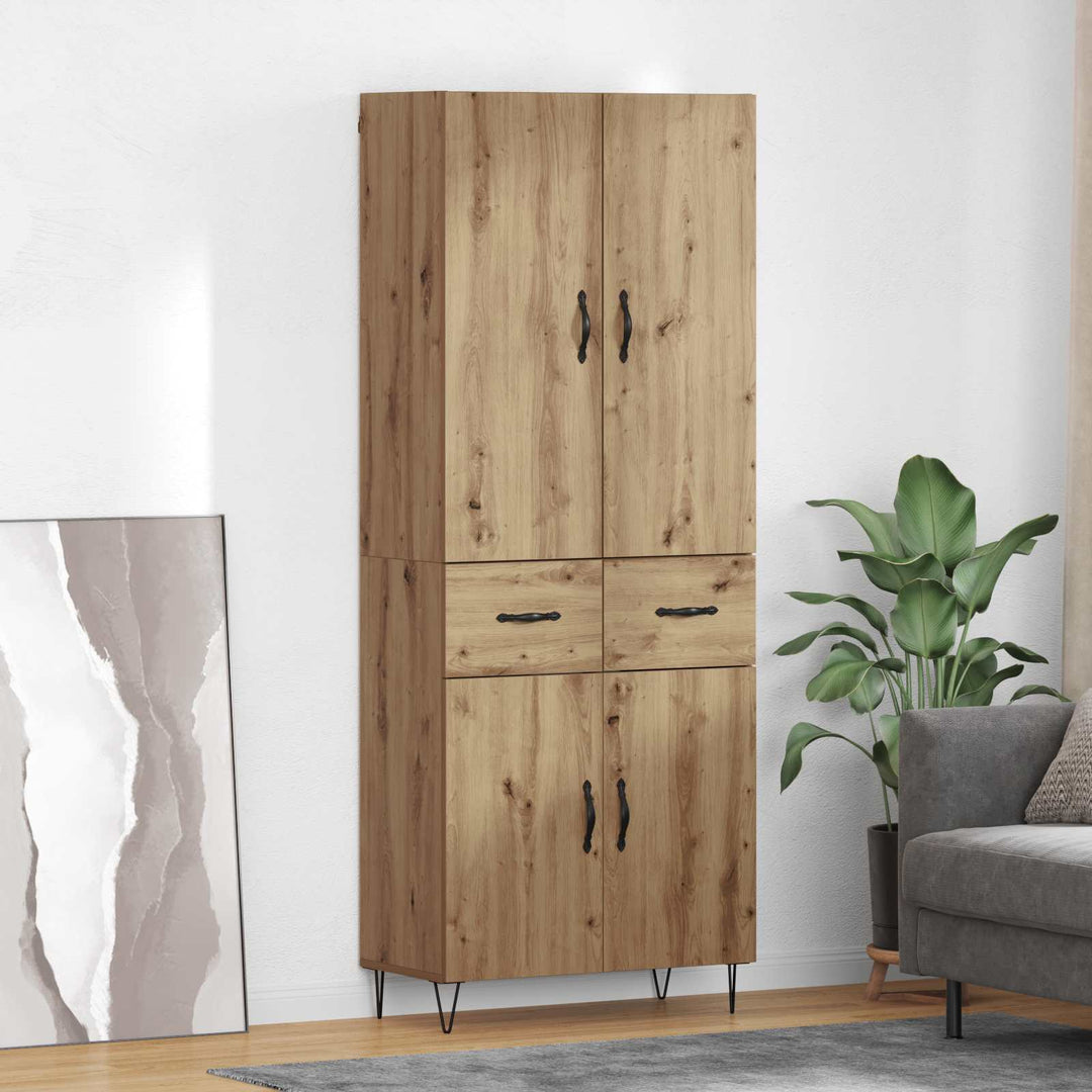 Highboard 2 pcs Artisan Egetræ Konstrueret træ og glas