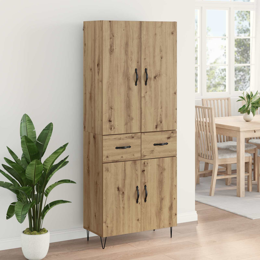 Highboard 2 pcs Artisan Egetræ Konstrueret træ og glas