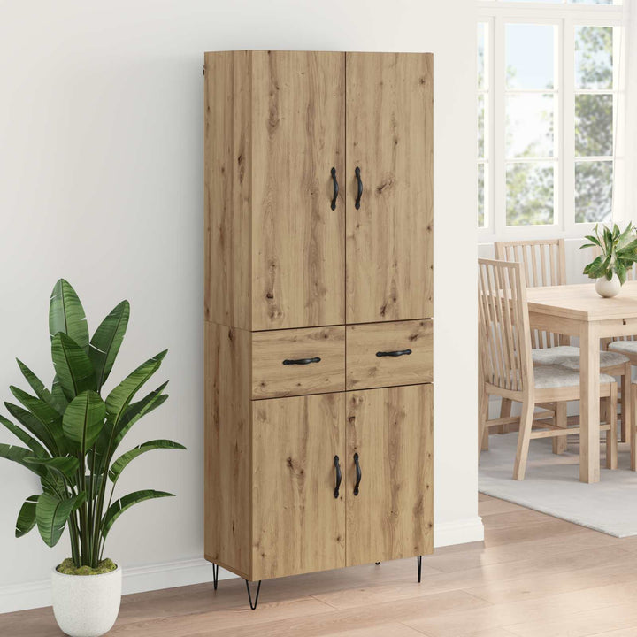 Highboard 2 pcs Artisan Egetræ Konstrueret træ og glas