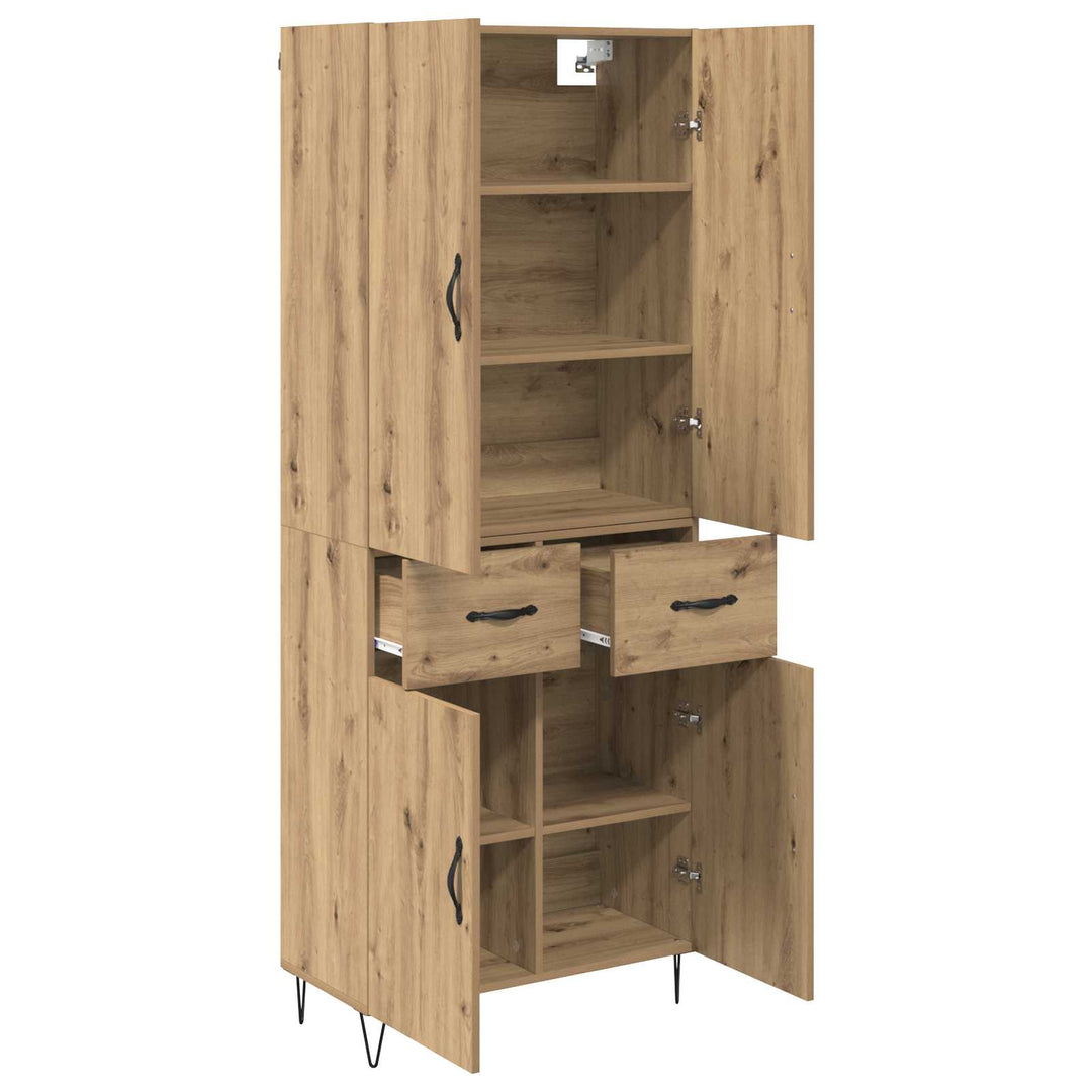 Highboard 2 pcs Artisan Egetræ Konstrueret træ og glas