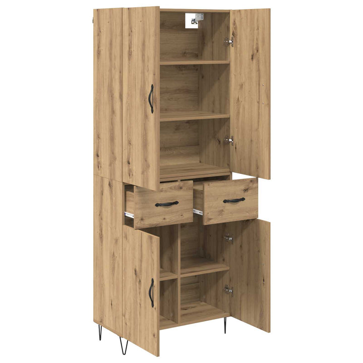 Highboard 2 pcs Artisan Egetræ Konstrueret træ og glas