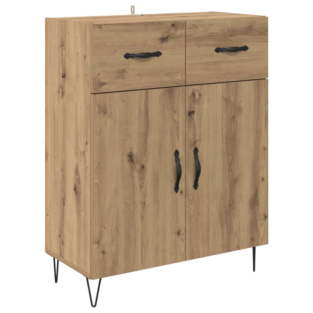 Highboard 2 pcs Artisan Egetræ Konstrueret træ og glas