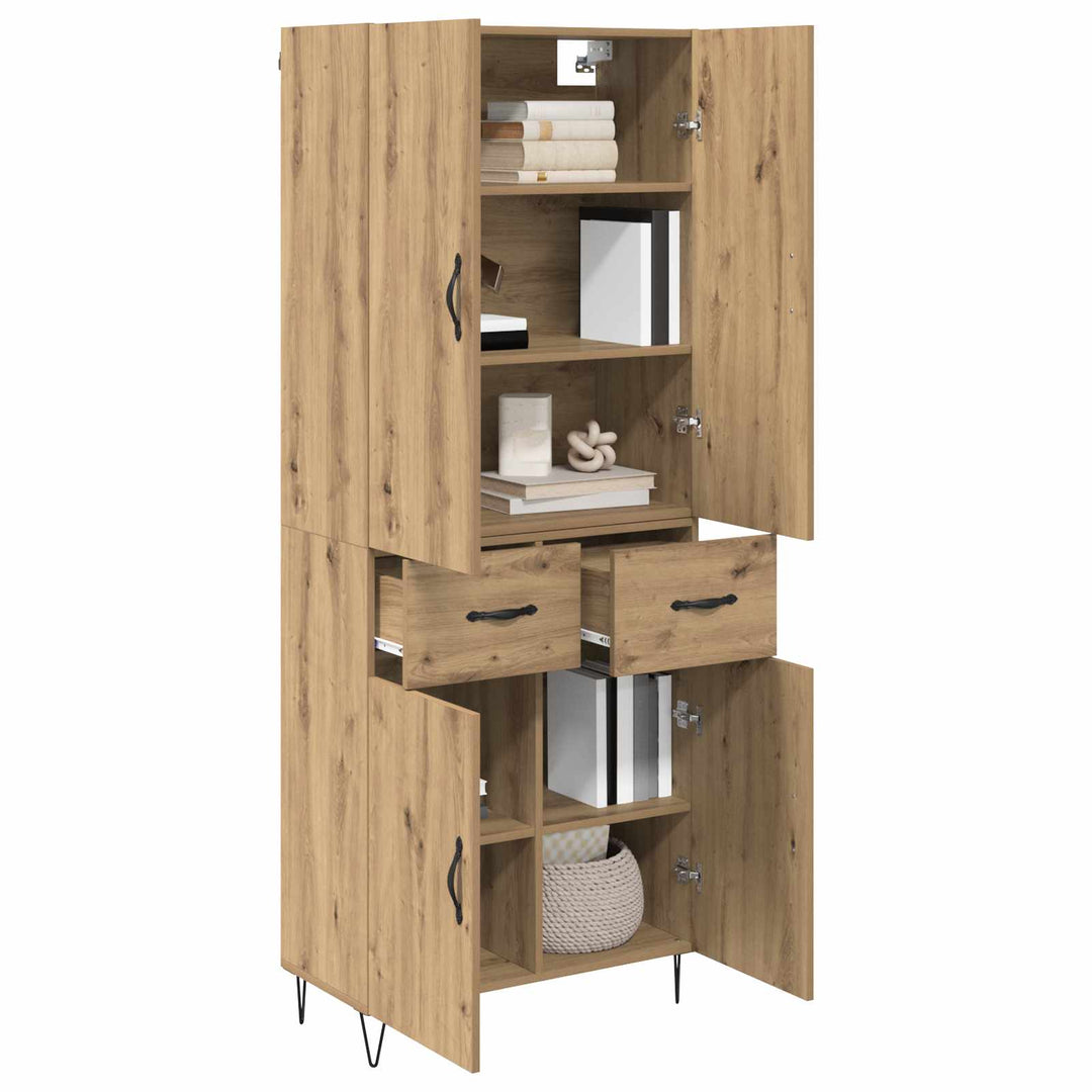 Highboard 2 pcs Artisan Egetræ Konstrueret træ og glas