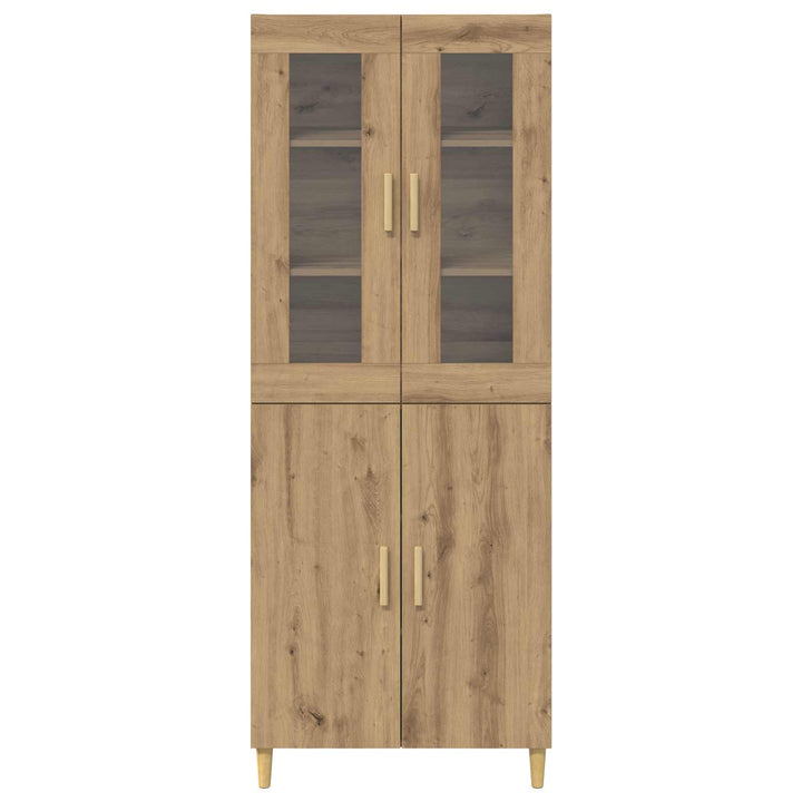 Highboard Artisan Egetræ 69,5 x 34 x 180 cm Ingeniørtræ og glas