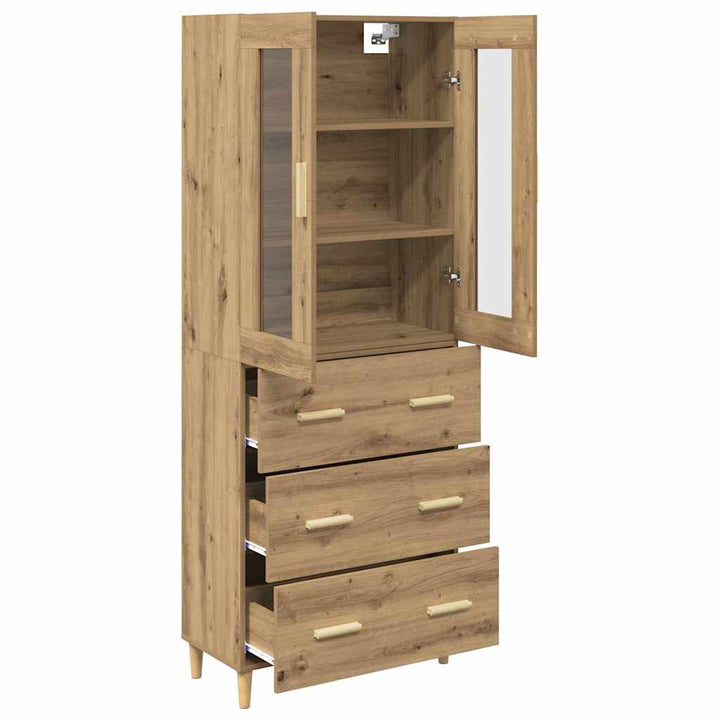 Highboard Artisan Egetræ 69,5 x 34 x 180 cm Ingeniørtræ og glas