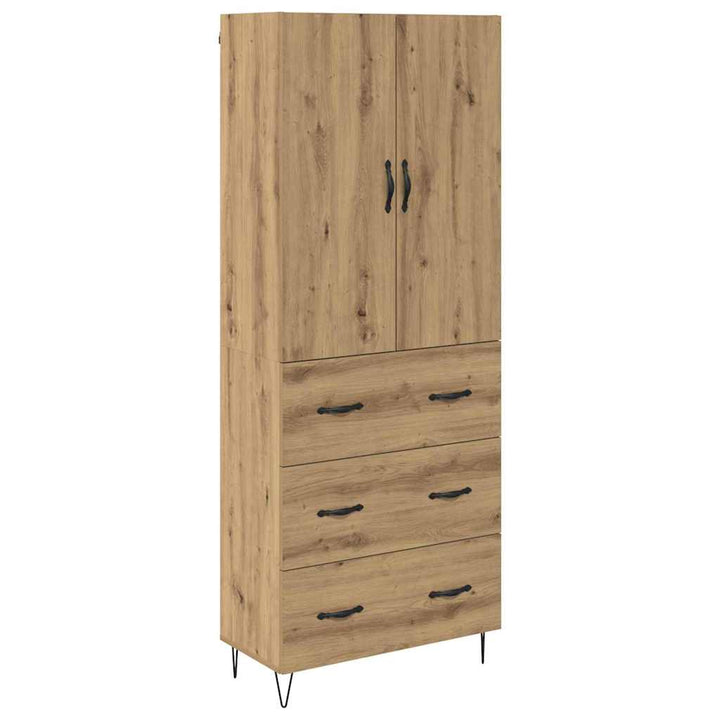 Highboard 2 pcs Artisan Egetræ Konstrueret træ og glas