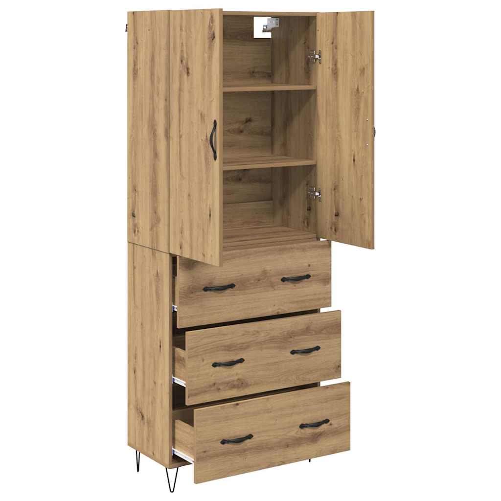 Highboard 2 pcs Artisan Egetræ Konstrueret træ og glas