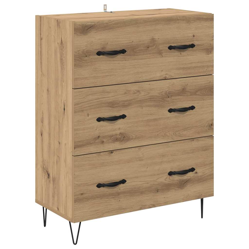 Highboard 2 pcs Artisan Egetræ Konstrueret træ og glas